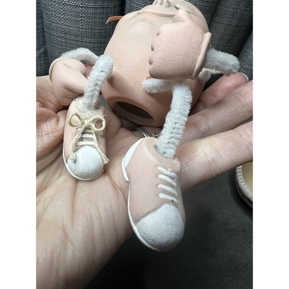 VTG Anthropomorphic Ceramic Egg Pink Shelf Sitter Figures Sleepy Happy Basket - Picture 14 of 16